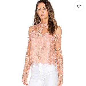 Saylor Evangeline cold shoulder lace top size M